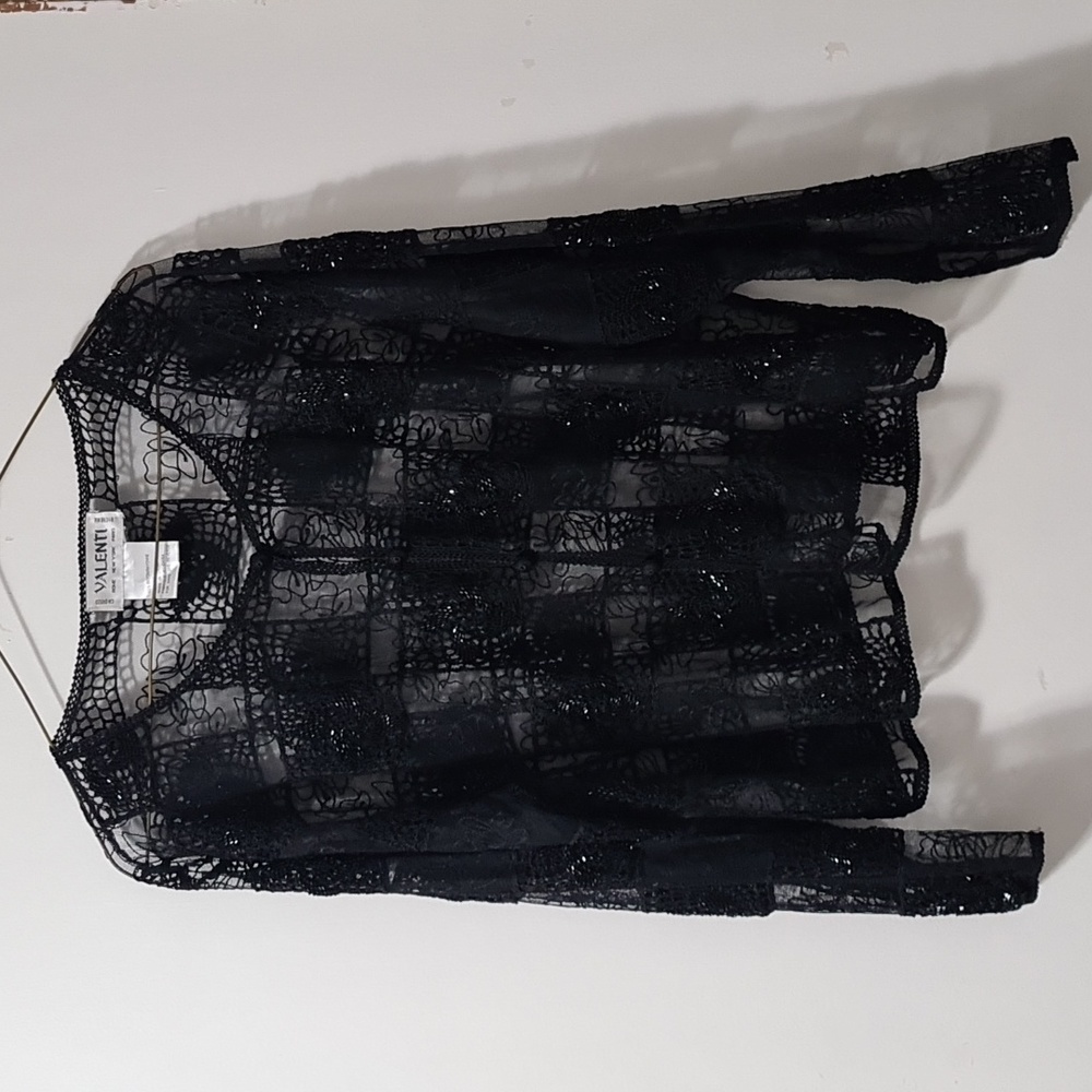 🟡VALENTI / Black Lace Long Sleeve Blouse Women’s Medium